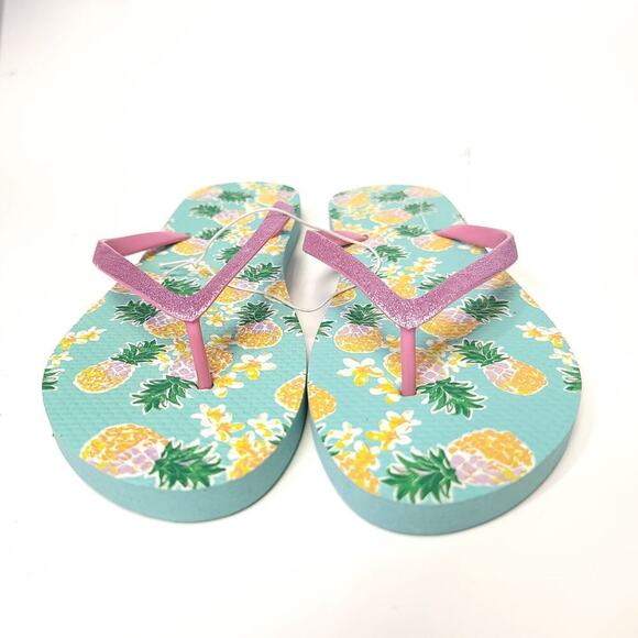 Preppy Flip Flops Size Large 9 / 10 Summer Sandals Foam Light Weight Pineapple​ - Picture 2 of 7